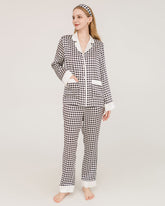Pyjama en Soie à Motif Pied-de-Poule avec Boutons Swarovski